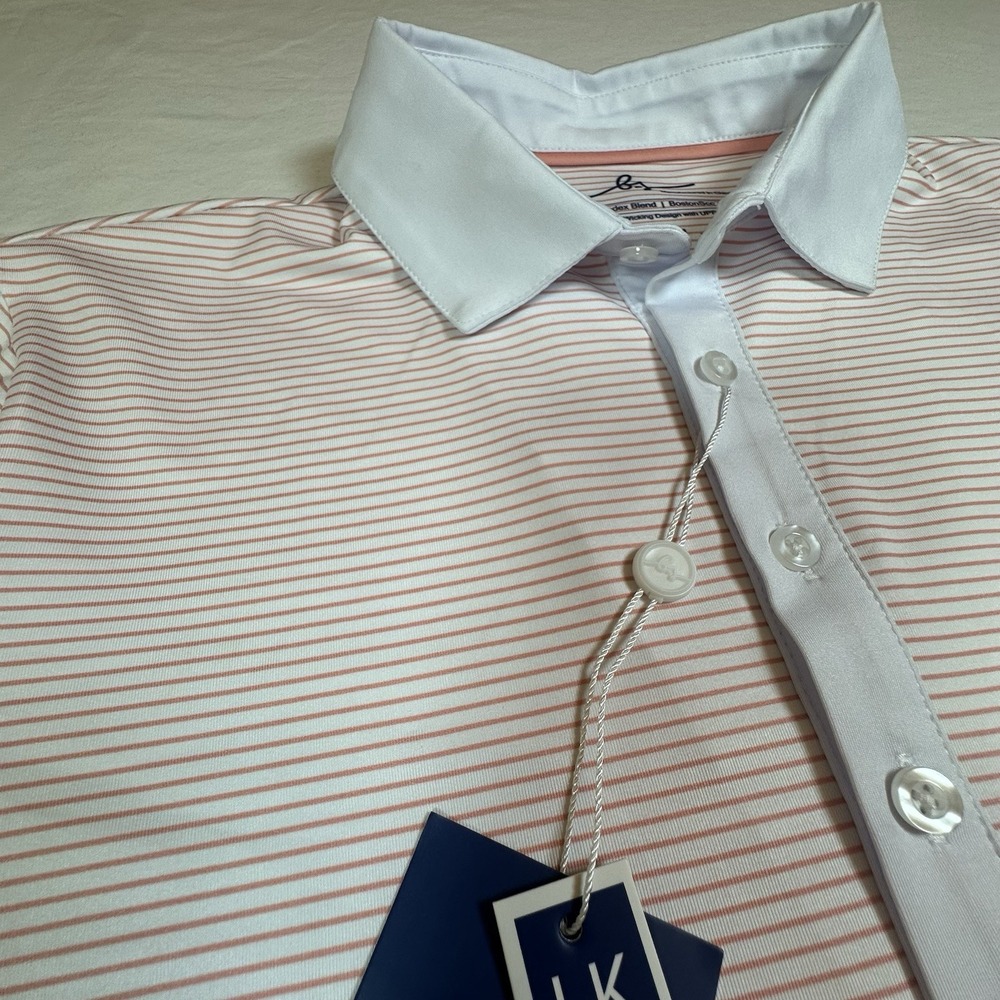 Boston Scott Golf Mens Button Modern Stretch Golf‎ Polo Shirt UPF50 Size S NWT